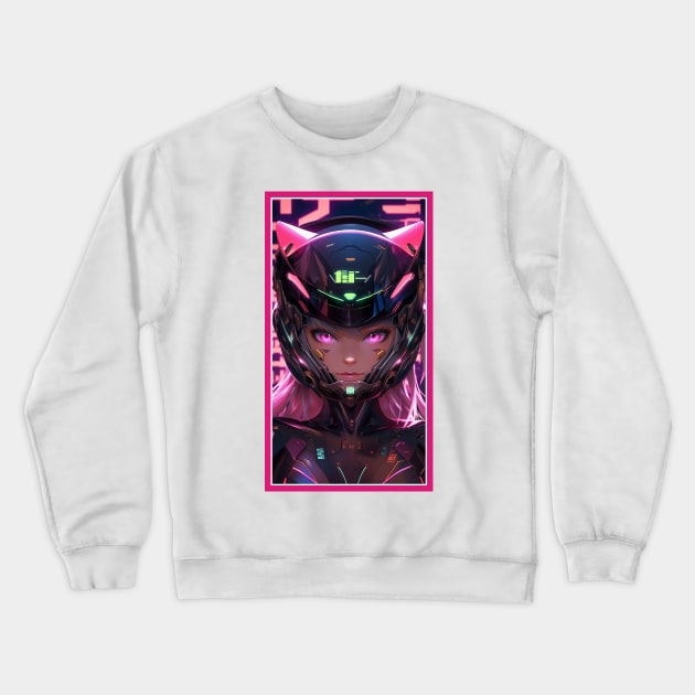 Anime Race Girl | Special Anime Artwork | Pink Red Black Blue Chibi Manga Anime Art Crewneck Sweatshirt by AlNoah